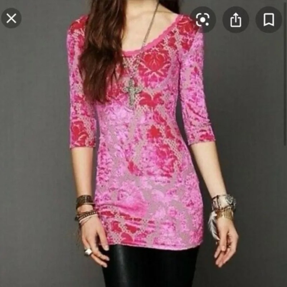 Free People Intimately Pink Lace Top
